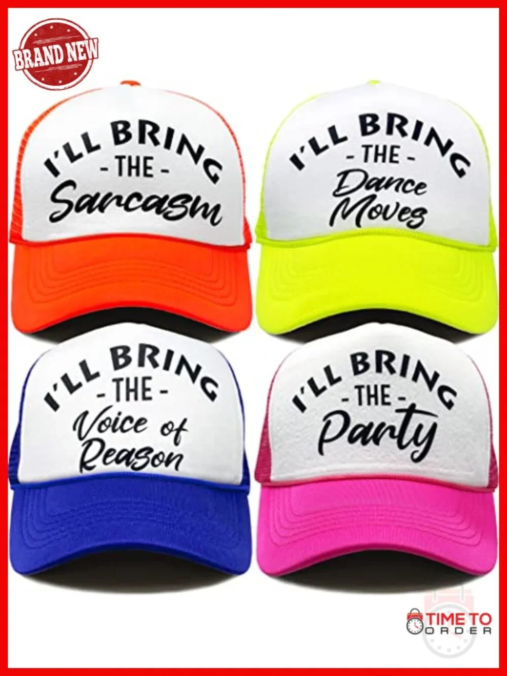 4-Pack Funny Trucker Hats for Bachelorette Party, Adult Humor, Adjustable Mesh